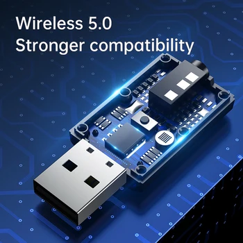 Bluetooth 5.0 Prijímač Vysielač 3 V 1 Mini Stereo AUX, USB 3,5 mm Audio Adaptér Bezdrôtovej siete Pre TV, PC, Auto Slúchadlá
