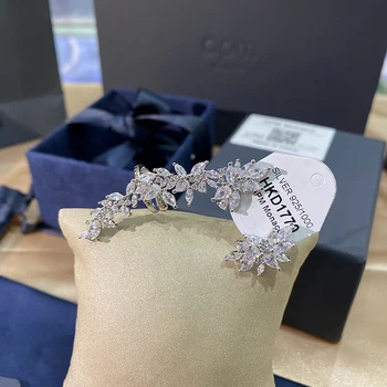 Diamond kvet klastra earclip 925 čistého striebra micro vykladané zirkón módne dámske nádherné Strany štýl nádherné šperky