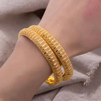 Dvojvrstvové Vysokej Kvality Dubaj Zlatá Farba Bangles Náramky Pre Ženy Šperky, Svadobné Bangles Nie je Možné Otvoriť
