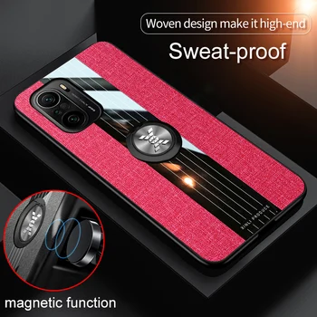 F3 Prípade Pre Xiao Pocophone F3 Prípade Auto Magnetický Držiak Silikónové Shockproof Textílie Zadný Kryt Pre POCO F3 NFC PocoF3 Prípade Shell