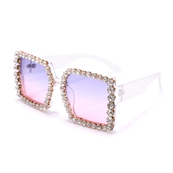 JASPEER Ženy Námestie slnečné Okuliare Luxury Diamond Steampunk Nadrozmerné Crystal Slnko Glasse Gradient Odtiene UV400 Okuliare Okuliare