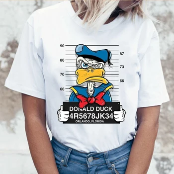 Jazva Mickey Mouse Kreslený Vtip T Shirt Ženy 2021 Lete Krátky Rukáv Tees Módne Oblečenie, Topy Príležitostné Voľné Žena T-shirts
