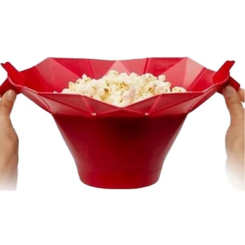 Kreatívne Silikónové Popcorn Misy Popcorn Popper Maker Misy DIY Mikrovlnná Popcorn Maker Násobne Vedro Červená Zelená Domácej Kuchyni Gadget