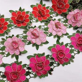 Kt Predaj Afrika Nigéria Vyšívané Textílie Kvety Nášivka Čipky Výbava pre Diy Plavidlá Odev 13color na Sklade