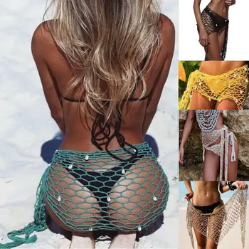 Letné Sexy Nový Príchod Ženy Sequin Sieťovina Háčkovanie Oka Bikini Pokrytie Až 2020 Nové Módne Plavky Plážové Doplnky