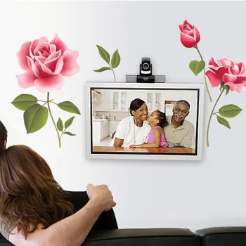 Láska 3D Ruže Kvet Kvet Samolepky na Stenu Obývacia Izba TV Dekorácie na Stenu-Nálepky Domova