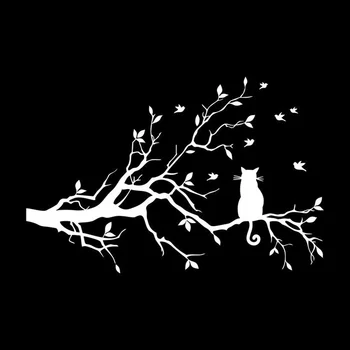 Mačka Hrá Jungle Strom Tvorivé Nášivka Módne Dekoratívne Nášivka Osobnosti Pvc Nepremokavé Nášivka Čierna/biela, 15 cm*10 cm