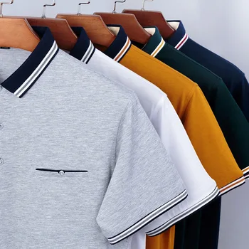Muži Polo Shirts 2021 Nové Letné Polo-Tričko Krátky Rukáv Slim Fit Business Ležérne Pánske Bavlnené Polo Tričko Mužov Značky Oblečenie