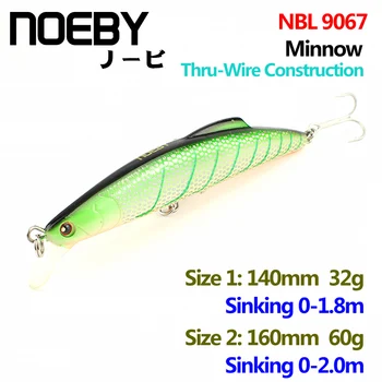 NOEBY 1 Ks Rybárske Lure 160mm/60 g Potopenie Super Thru-wire Minnow Návnady, Rybárske Návnady Výšok Háčiky 3D Oči NBL 9067