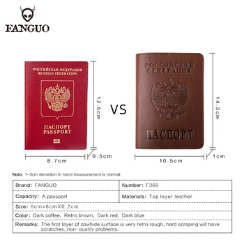 Originálne Kožené Pas Kryt Ručné Ruska, Držiteľ Pasu Razba Pas Prípade Pre Cestovanie