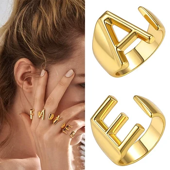 Osobnosti A-Z 26 Písmen Otvorte Nastaviteľné Punk Prstene Pre Ženy Módne Šperky Počiatočné Abecedy Prst Prsteň Bague Priateľmi Darček
