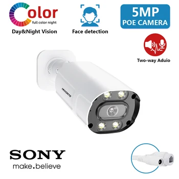 Plné Farby Nočné Videnie Bezpečnostné Kamery 4K Vonkajšie obojsmerné Audio POE CCTV Video Surveillance Camera HD 8MP 5MP Bullet IP Cam