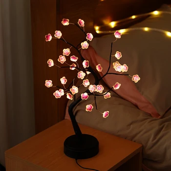 Stolový Bonsai Lampa Strom Lampa DIY Umelé Svetlo Strom Ľahký Dotyk Prepínač Batérie USB Prevádzkované LED Nočné Svetlo Spálňa Decor