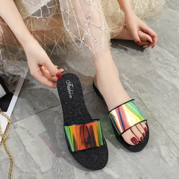Topánky dámske Letné Módy Outdoorové Sandále Papuče Laser Rainbow Osvetlenie Flip-flops Ploché Pláže Topánky Veľkoobchod