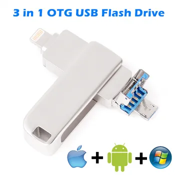 USB 3.0 Flash Disk Pre iPhone X/8/7/7 Plus/6/6/5/SE/ipad OTG Pero Disk HD Memory Stick 8 GB 16 GB 32 GB, 64 GB 128 GB usb kl ' úč