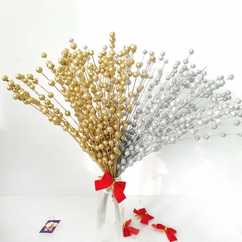 Umelá Pena Pistácie Simulácia Falošné Kvet Vianočné Zlatý Lesk Výzdoba Domov Poly Plastové
