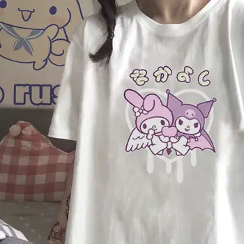 Y2k Bavlna Lete Nadrozmerné Ženy T-shirt Cartoon Lolita Dievčatá Tee Kawaii Anime T Shirt Bežné Harajuku Topy Vintage Oblečenie 90. rokov