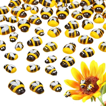 100ks/Set Mini Bee Woden Diy Dekorácie, Doplnky Lienka Hubky Samolepiace Nálepky Chladnička/Stenu, Nálepky, Detská Izba Decor