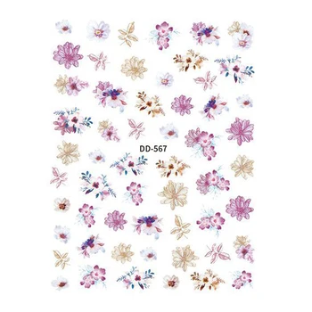10PCS Motýľ a Kvety na Nechty, Nálepky Dizajn List Farebné Flower Nail Art Jazdca Dekoratívne Kvetinové Nechtov pre Manikúru Nálepky