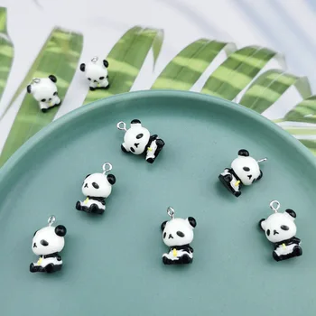 10pcs Roztomilý Kúzlo Živice Kawaii Zvierat Prívesok Prívesok HOBBY Ručné Keychain Náušnice Kúzlo Cartoon Panda