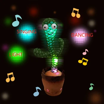 120 Piesne, Tanec Kaktus Elektronické Plyšové Hračky S Zvukový Záznam Opakovať Hovorí Bluetooth USB Nabíjanie Detí Dieťa Vzdelávania Hračka