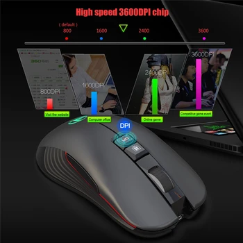 2.4 G USB-C Bezdrôtová Myš, Dobíjacia Herná Myš 3600DPI 7 Tlačidlo Typ-c Stlmiť Myši pre Macbook Notebook PC Hry Myš