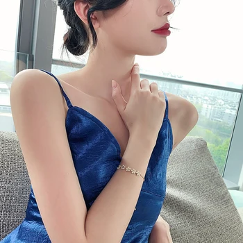 2020 kórejský Nový Dizajn a Módne Šperky High-end Luxusný Kvet, Zirkón Nastaviteľné Žena Prom Party Náramok Valentína Darček