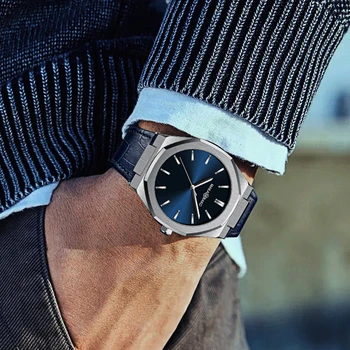 2021 Nové Luxusné Originálne Kožené Kapela Business pánske Quartz Hodinky Vodotesné Tvorivé Všetky Black Dial Značky Muža Náramkové hodinky