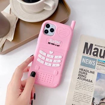 3D Mäkké Silikónové Mobile mobilný Telefón puzdro pre iPhone 12 11 Pro max X XR XS Max 8 7 6 Plus 12 Mini Kryt Telefónu Proti Klepaniu ružová shel