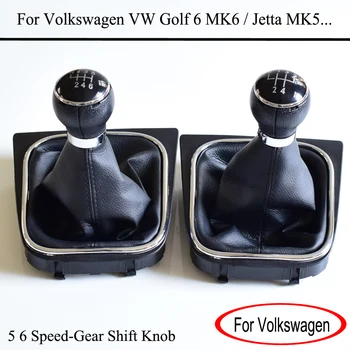 5/6 Speed Stick Radenie Gombíka S Koženými Boot Golier Prípade Pre Volkswagen VW Golf 5 V MK5 MK6 Jetta 2005-Auto Stying