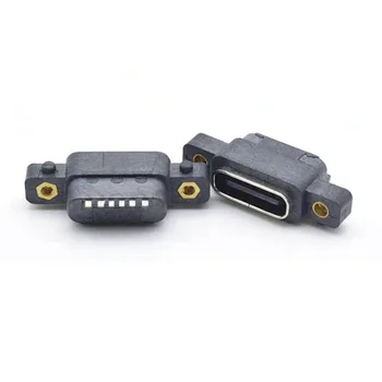 5 ks USB 3.1 Typ-C 6 Pin Female Zásuvka SMD DIP Konektor S dierou Pre DIY Návrh plošného spoja Vysoko Aktuálne Rýchle Nabíjanie Port Jac