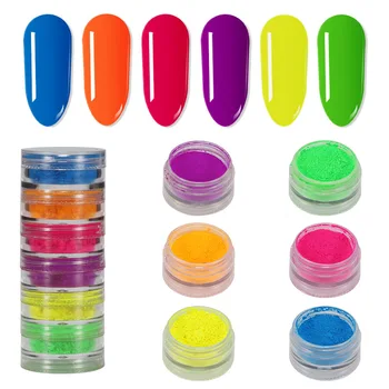 6 Farebných/súbor Neon Pigment pre Nechty Noc Fluorescencie Vplyv na Nechty, Glitter Neon Prachu Nail Art Decor Ponárania Prášok DIY Dizajn
