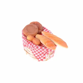 6Pcs/set Kuchyňa Hračky Pásky na Chlieb S Kôš Miniatúrne Modely Pre Doll House 1/12 Simulácia Chlieb Predstierať, že Hrať Hračka