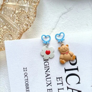 Autor Náušnice 2021 Módne Náušnice Visieť Kvet Modré Dutiny Von Broskyňa Srdce pre Ženy Roztomilý Candy Medveď Uchu Krúžok 2021 Nové