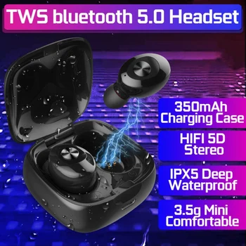 Bluetooth 5.0 Bezdrôtové Slúchadlá Stereo In-ear Športové Slúchadlá XG-12 IPX5 Vodotesné Mini Headset S Nabíjanie Prípade
