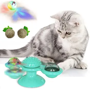 Cat hračka veterný mlyn mačka vzdelávacie masáž otočná mačka interaktívne hračka catnip mačka príslušenstvo pet hračka s svetelný bal