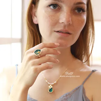 DAIMI Vintage sladkovodné perly ručné ukazovák krúžok Ručne vyrábané Šperky Designer Prírodné Sladkovodné Perly Šperky