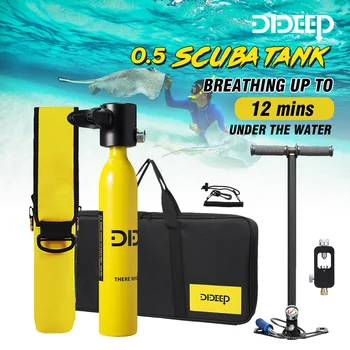 DIDEEP A 0,5 L Mini Potápanie Nádrž Nastaviť Šnorchlovanie Kyslíka Valec Respirátor Vzduchu Nádrž Ručné Čerpadlo pre Podmorské Potápanie Zariadenia