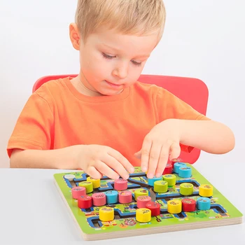 Drevené Bloky 22.5x22.5cm Dieťa Dieťa Dreva Digitálne Návštevnosť Bludisko List Hračky pre Deti, Vzdelávacie Inteligencia, Rozvoj Hra