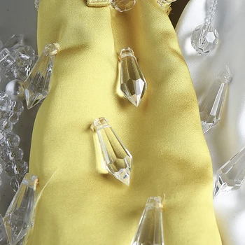 [EAM] Ženy Nová Žltá Satin Strapce Crystal Mini Taška Osobnosti Doplnky, Módne Príliv Všetky zápasom na Jar Jeseň 2021 1DD7689