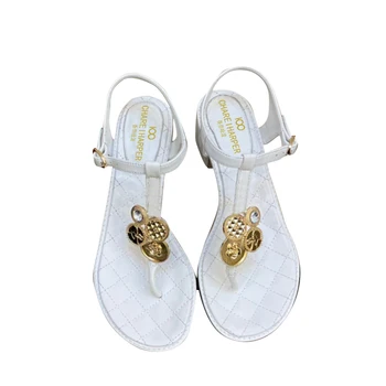 Francúzsky charei originálne nové papuče dámske sandále reťazca gumové dno non slip vnútorné luxusné kožené ,s protiprúdom box vrecka na prach