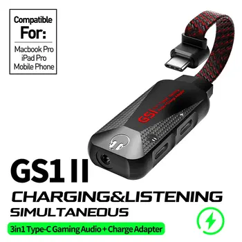 GS1 Hi-Res Mobilných Hier, Zvuková Karta Typu C PD QC Rýchle Nabíjanie 3 v 1 Mobilný Telefón PUBG Hra Zvuková Karta s Adaptérom