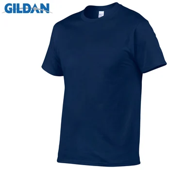 Gildan Značky Hot Predaj pánske Letné Bavlna T-Shirt Mužov Bežné Krátky Rukáv O-Neck T Shirt Pohodlné Pevné Farebné Topy Tees