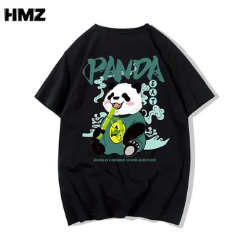HMZ Panda Tlač Tee Streetwear Mužov Tričko Harajuku Topy Lete Mužov Tričko Hip Hop Tee Nadrozmerné 2021 Nových Prírastkov Pánske Oblečenie