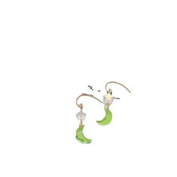 Harajuku Hviezdy, Mesiac Strapec Náušnice Roztomilý Sklo Zelené Fialová Y2K Vintage Jedinečný Vyhlásenie Náušnice pre Ženy Módne Šperky Nové