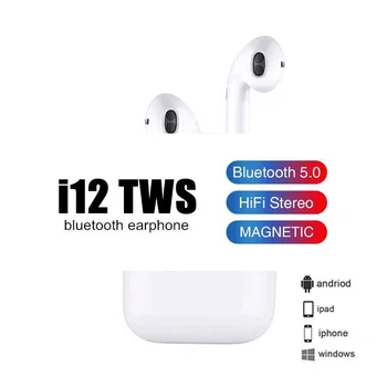 I12 TWS Bezdrôtové Slúchadlá Bluetooth 5.0 Slúchadlá Športové Slúchadlá Slúchadlá s Nabíjanie Box pre Smartphony PK i9 i7s
