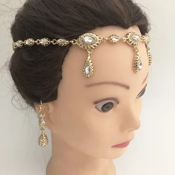 Iskrivý Crystal Ručne Vyrábané Šperky Set Svadobné Doplnky Do Vlasov Ženy Zlaté Headpiece Šperky Set Náhrdelník A Náušnice