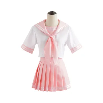 Japonský Cosplay Jednotné Pre Dievčatá Námorník Topy+Kravatu+Sukne Navy Štýl Študentov Oblečenie Dievča Plus Veľkosť Ružová Námorník Vyhovovali Úplné Súbory