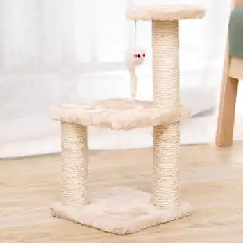 Jednoduché Mačka Tree Tower House Škrabanie Príspevkov Myši Hračka Dvojvrstvové Byt Lezenie Rack Domáce Zvieratá Nábytok