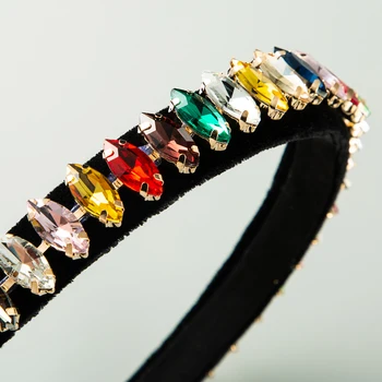 Jednoduchý Dizajn Barokový Multi Color Crystal hlavový most pre Ženy Vintage Geometrické Kvapka Vody Tvar Skla, Vŕtanie Hairband Headpieces